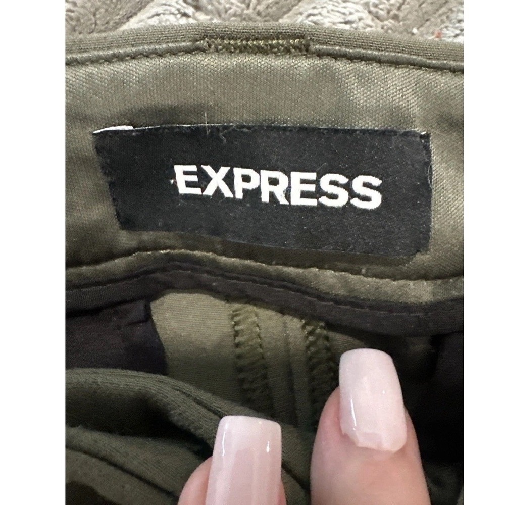 Express Pants Womens 4R Green Belt Waist Stretch Skinny Hi Rise Office Academia - Picture 12 of 15